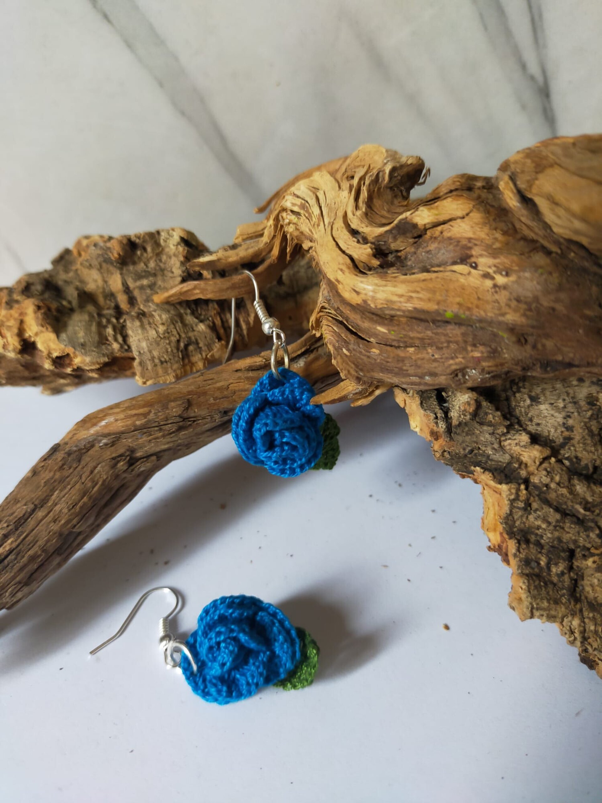 Pendientes Rosas en Micro-macramé - 3